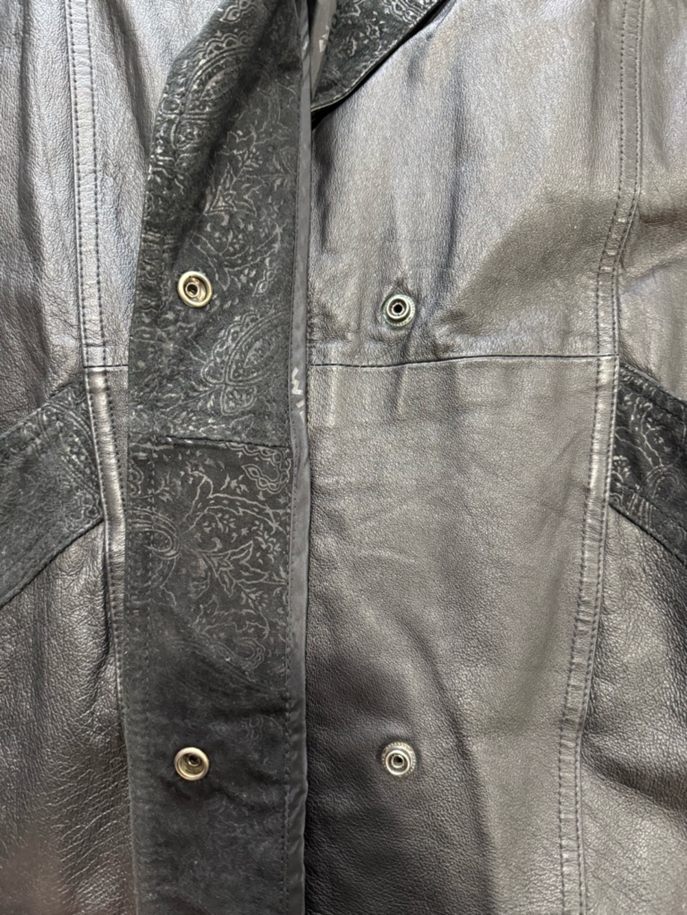 Wilsons Leather Jacket Suede Paisley Zip Liner Coat‎ Goth Steam Punk Industrial - Picture 10 of 15
